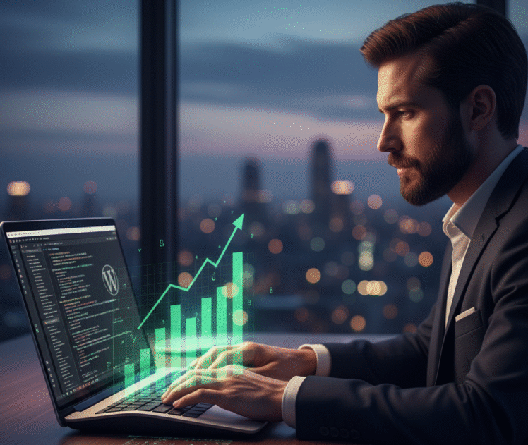 Professional WordPress Developer coding a website optimization for business growth